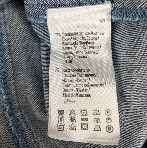 Mayoral Girls Size 16 Denim Jean Jacket Peplum Ruffle Full Zip 162cm Designer - Picture 7 of 8